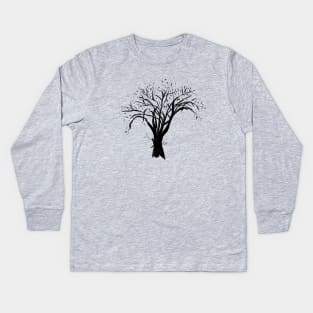 Halfway Tree (Black) Kids Long Sleeve T-Shirt